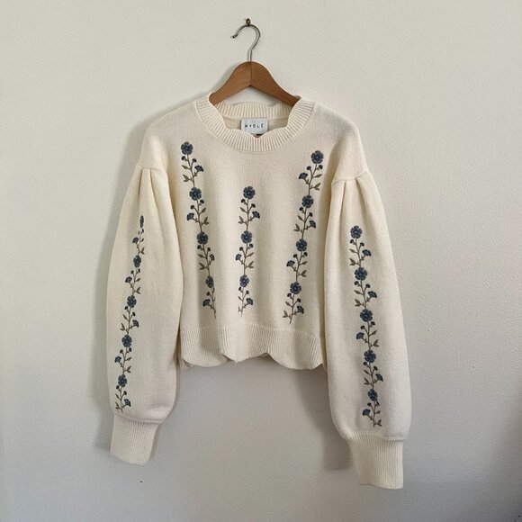Mable Sweaters - Mable Anthropologie Scalloped Edge Floral Sweater